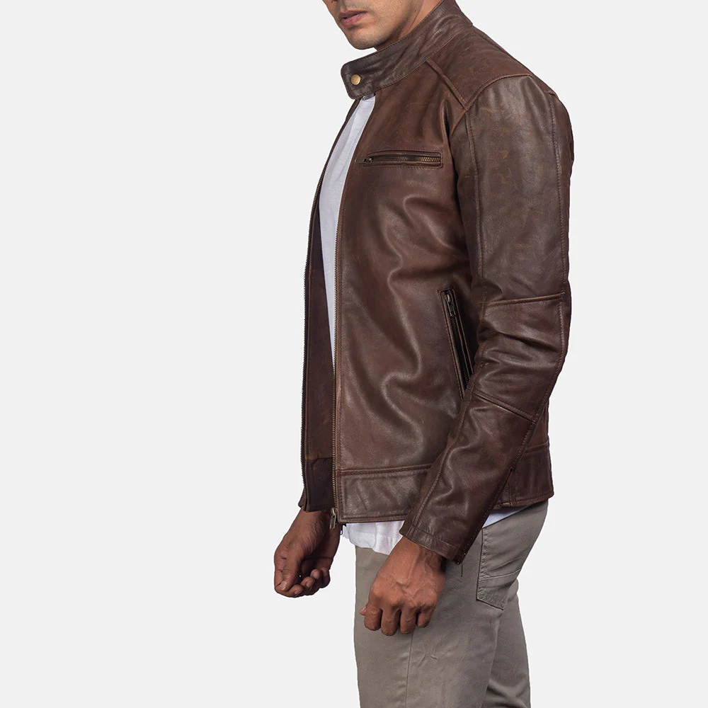 Brown Biker Style Jacket - Image 4