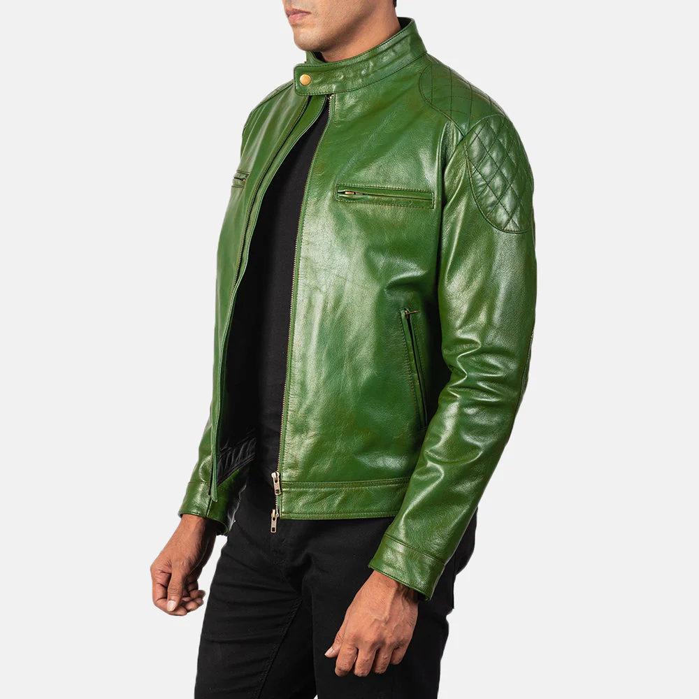 Green Biker Style Jacket - Image 3