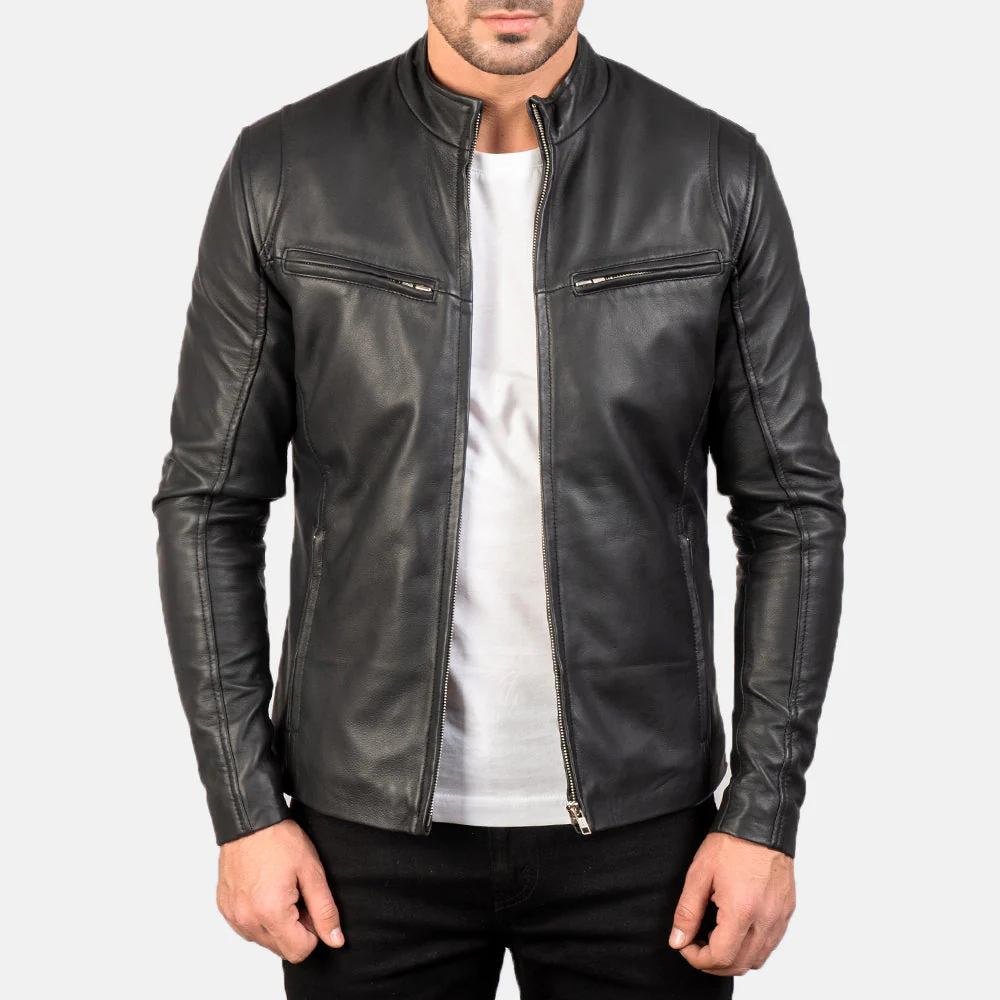 Black Minimal Biker Style Jacket