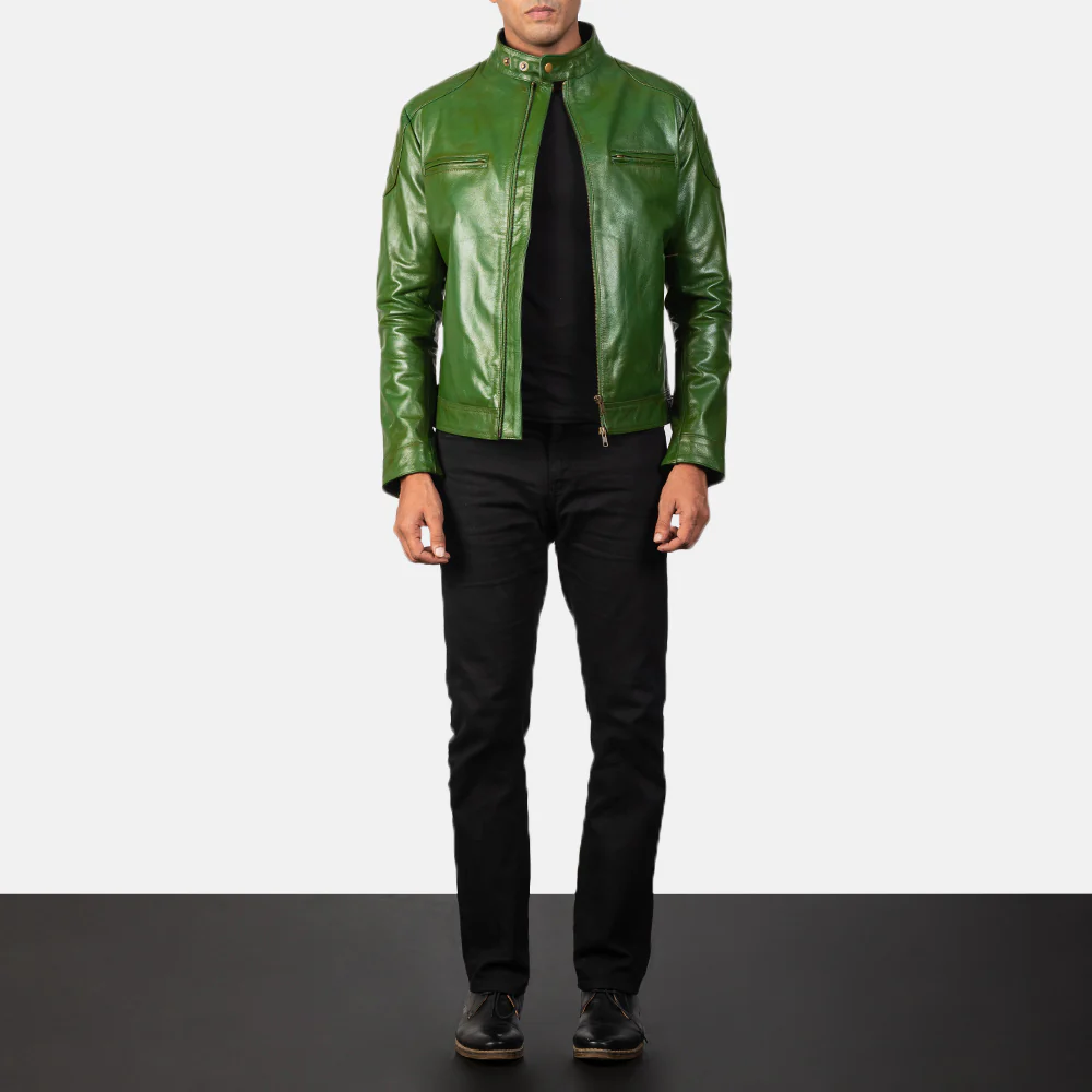 Green Biker Style Jacket - Image 4