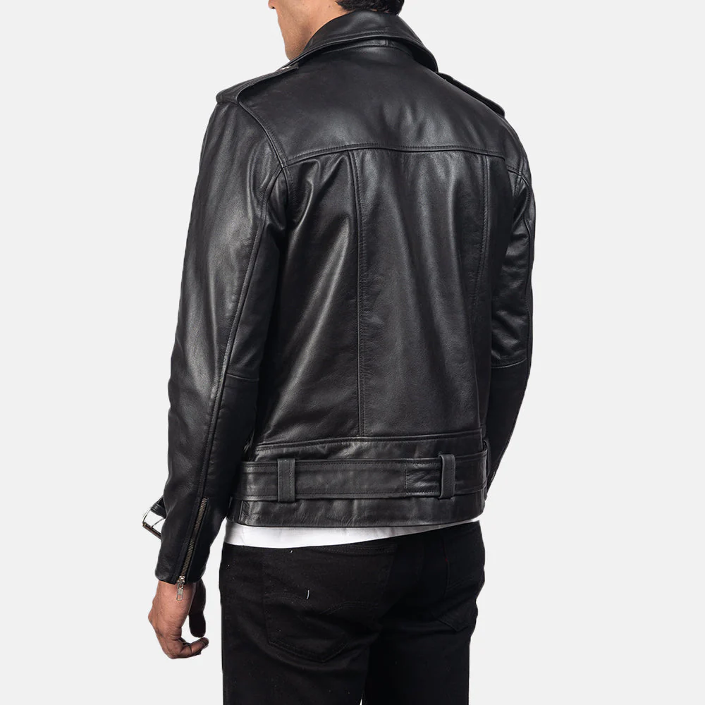 Black Classic Biker Jacket - Image 3